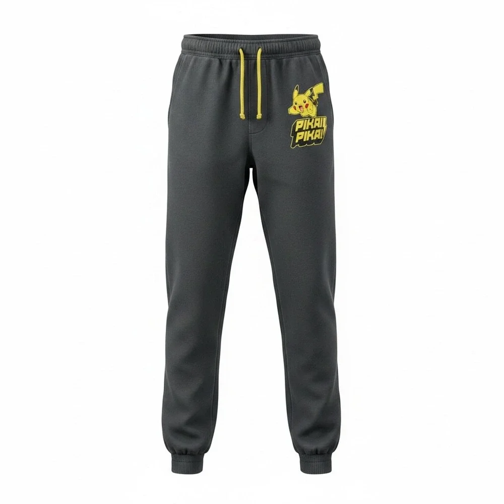 Pokemon Pikachu Boys Charcoal Grey Graphic Sweatpants Joggers PKM3640 Size S